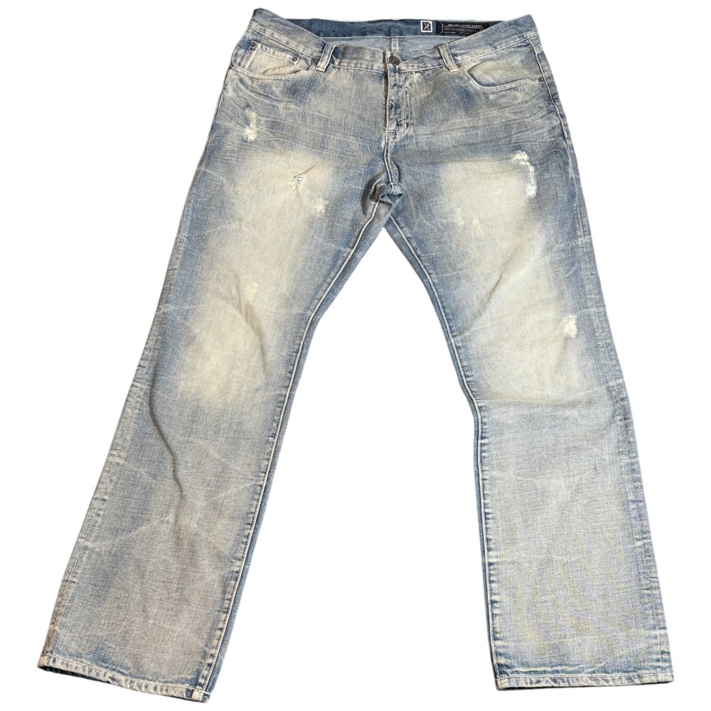 Marc Ecko DEADLY THREADS Jeans Men's 39X33 Straight Distressed Denim Cut and Sew